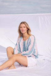 Holiday Trading Seaside Top – Blue Multi-Stripe Blouse